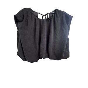 Emerson Lang Young Contemporary Black Bubble Hem Blouse Sleeveless Top XL